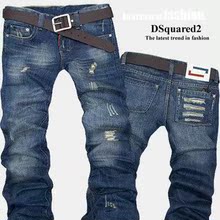 DSQUARED2专柜正品代购新款嘻哈裤韩版破洞小直筒男士修身牛仔裤