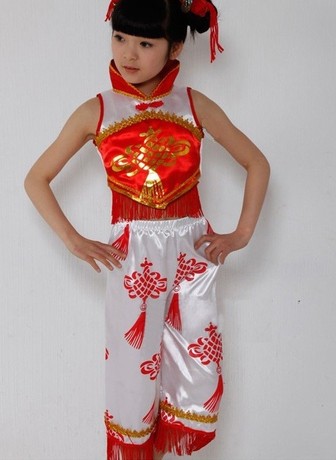 2014儿童舞蹈服装民族舞秧歌舞腰鼓舞中国结