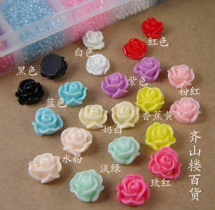 12毫米平底无孔树脂玫瑰花 DIY树脂花 0.25元