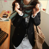 2012春装新款女装 韩版修身小西装中长款黑色休闲西服小外套