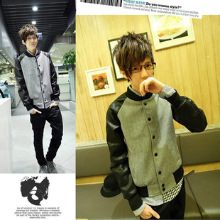  男装春装男士休闲外套新款拼接夹克衫薄款男装韩版修身夹克