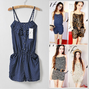 (Ladies 611-2) Korean wave point harness piece pants the Harlan wild jumpsuit shorts 5514 #