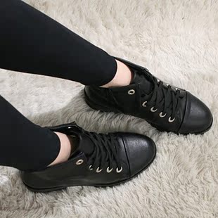  春秋冬新款英伦平跟女鞋欧美机车靴韩国代购马丁靴平底短靴女靴子