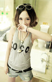 e恋 特价 2012人气新款女装 COCO印花百搭背心 吊带 打底衫 F06