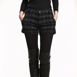  品质女装春秋装新款韩版休闲中腰格子修身直筒短裤五分靴裤子