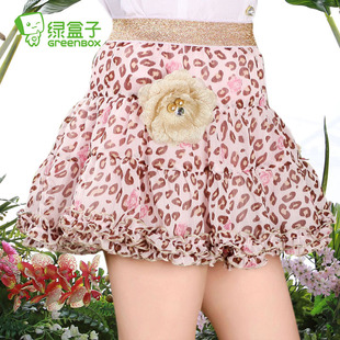  绿盒子摩登小姐 女童雪纺豹纹女童短裙儿童半身裙 夏季清仓