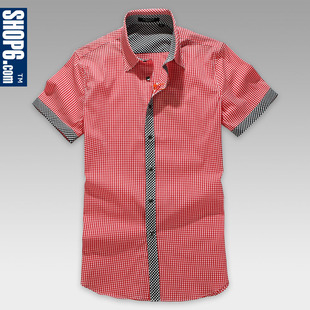 Shop6 3,350 ★ 6th store men's 2012 Summer New England check short sleeve cotton shirt