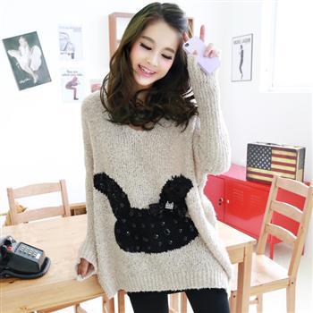 卡通兔子松套头针织...