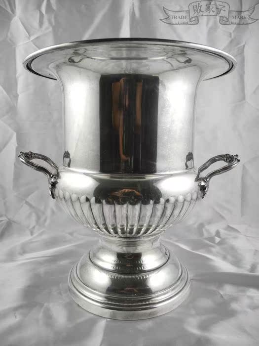 西洋银器㊣60年代左右法国昆庭christofle副牌fleuron银香槟冰桶