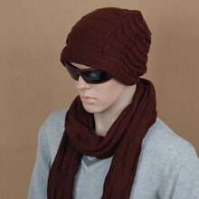 韩国毛线帽型男围巾帽毛线帽时尚帽子围巾二件套2022