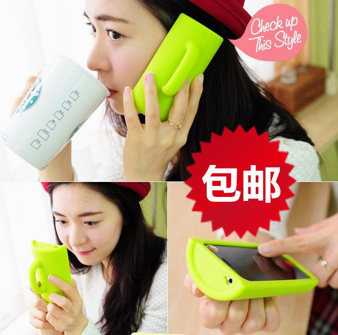 韩国创意水杯子 iphone4手机壳 iphone4s手机壳 苹果4外壳 硅胶套