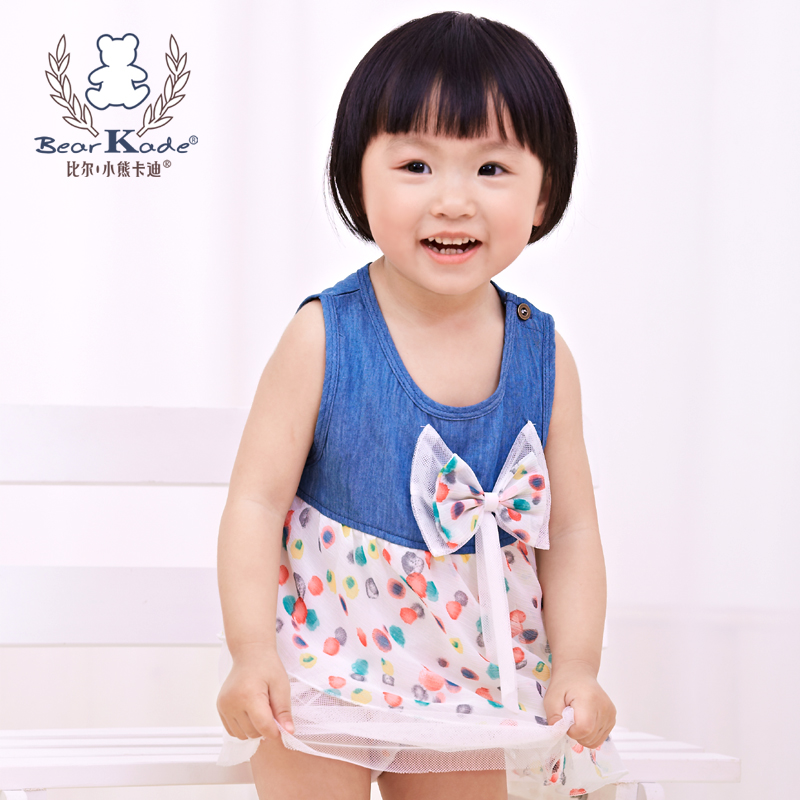 2014新款女童装夏装儿童公主连衣裙婴儿裙子1-2-3岁女宝宝牛仔裙
