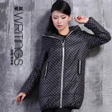 CNPZ2012秋冬新品女装韩版连帽时尚波点保暖棉衣棉服