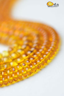  流光琥珀 6mm-9.5mm 金黄色 天然金珀算盘珠 散珠/隔片 皇冠信誉