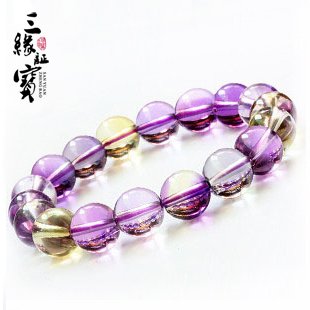  精美紫黄晶水晶手链 晶体透彻 颜色艳丽双重功效智慧之石 饰品 女