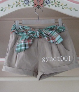 012夏装新款摩登淑女风格百搭<em>系蝴蝶结短裤</em>C