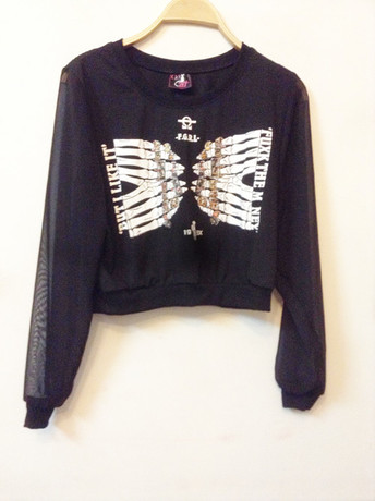 季zipper原宿风欧美骷髅手指黄金嘻哈摇滚网纱