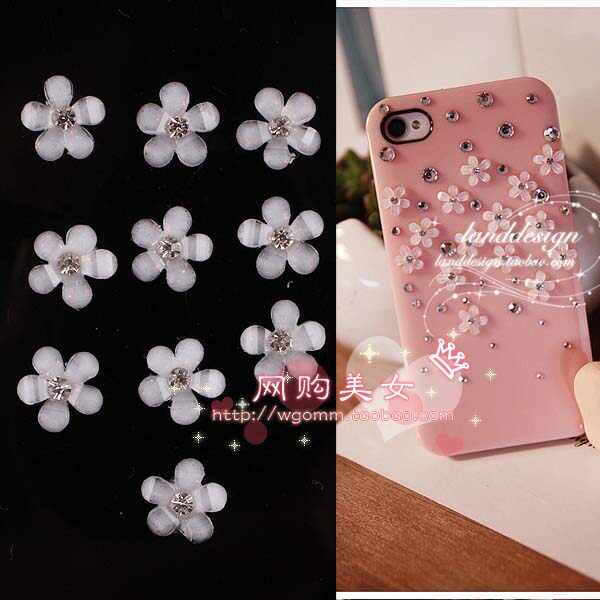 树脂<span class=H>五</span>瓣花/小清新配件 材料包 iphone4s<span class=H>苹果</span>手机壳 10粒 DIY0232