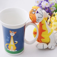 咪蜜儿 创意马克杯 陶瓷杯 可爱猫咪 卡通杯 咖啡杯 特价