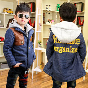 金果果童装儿童加棉风衣外套 韩版 男童加厚保暖棉衣  冬装