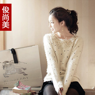 品牌特卖 秋冬新款女装 娃娃领套头长袖毛衣 韩版打底衫清仓