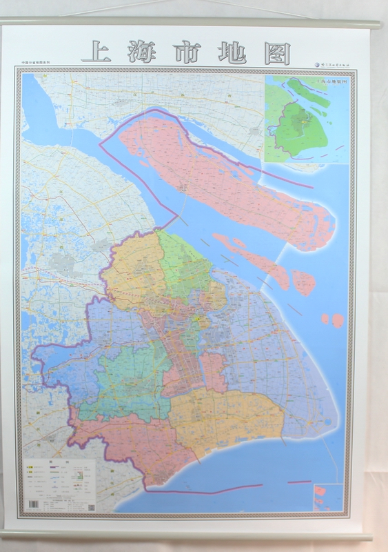 包邮!上海市地图挂图 上海市政区交通图挂图 2