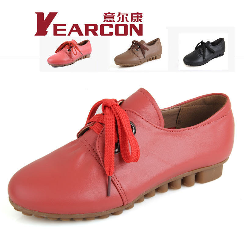 2012秋款意爾康女鞋正品休閑鞋平底鞋圓頭韓版真皮單鞋女秋季平跟