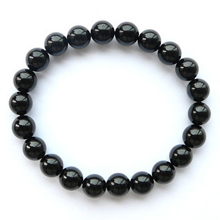  老西珠宝爆款 黑碧玺手链天然正品 巴西3A级黑水晶转运珠手链保健
