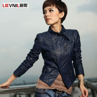  欧洲站秋季新款皮外套机车服立领小皮衣女短款修身夹克上衣女