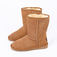 Tall canister female snow boots cone short tube cowhide 