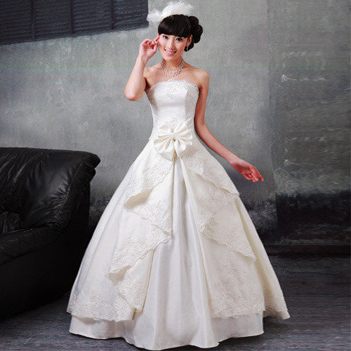 名门新娘-品牌婚纱礼服/实物婚纱/抹胸婚纱/齐地婚纱  977米白