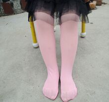 儿童粉红连裤袜子 实拍 女