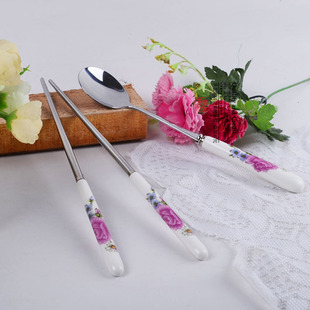 Super low specials chaise longue Jingdezhen ceramics ceramic stainless steel spoon chopsticks set Korea