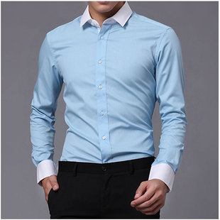  Seno公爵男士衬衣 长袖衬衫男 香槟领男士修身衬衫 免烫休闲衬衫