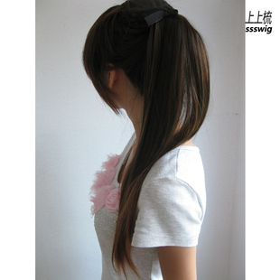 Comb hair straight hair wig in wigs straight ponytail girl bundled Masson wig