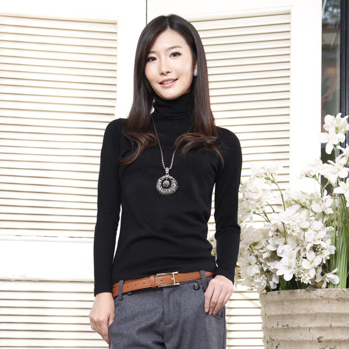 K <em>2011</em>春装<em>新款</em>高领<em>毛衣</em> <em>韩版</em>女装丝光羊毛衫