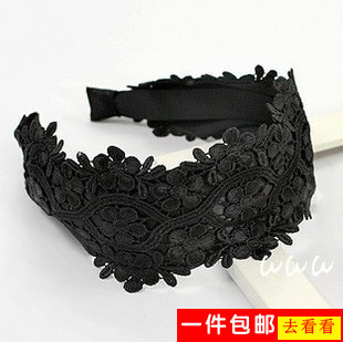  韩国进口蕾丝发箍 韩版花朵发箍头巾发带宽边头箍发卡