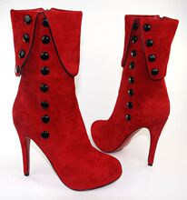 Boots红色<span class=H>靴子</span><span class=H>2010</span><span class=H>新款</span>高跟鞋中筒靴欧美