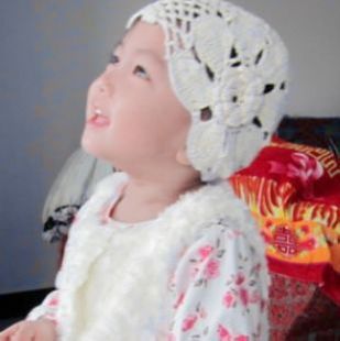  春秋 婴儿童发带帽子 女宝宝秋款帽帽 米色 大花朵 女宝宝发套