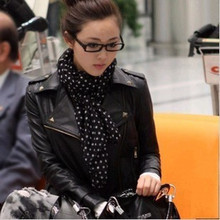 2012新款春装韩版女装<span class=H>休闲</span>外套短款拉链翻领朋克机车皮衣5件包邮