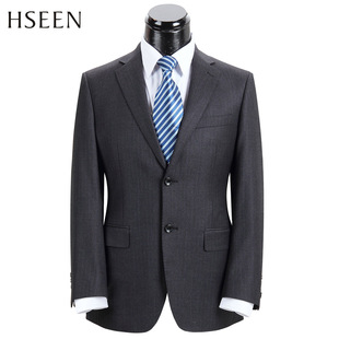  HSEEN 新款男士西服套装 灰色纯羊毛商务休闲西装 促俏HS8308