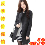 秋冬新款抢！韩版女装女士双排扣瑞丽修身毛呢大衣 立领风衣外套