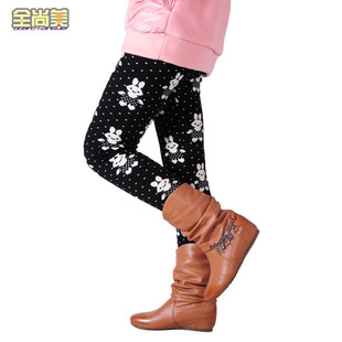  全尚美 女童冬装裤子 小白兔韩版儿童打底裤童装靴裤加厚加绒裤子