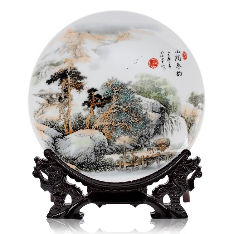 新品促销景德镇风景画瓷盘古典风景意境风景瓷器瓷盘摆件40CM挂盘|ruв категории Домашний быт, декоративная посуда, декоративные сидит диск/висит диск - от Buy2taobao.com для оказания профессиональной услуги покупки агента Taobao