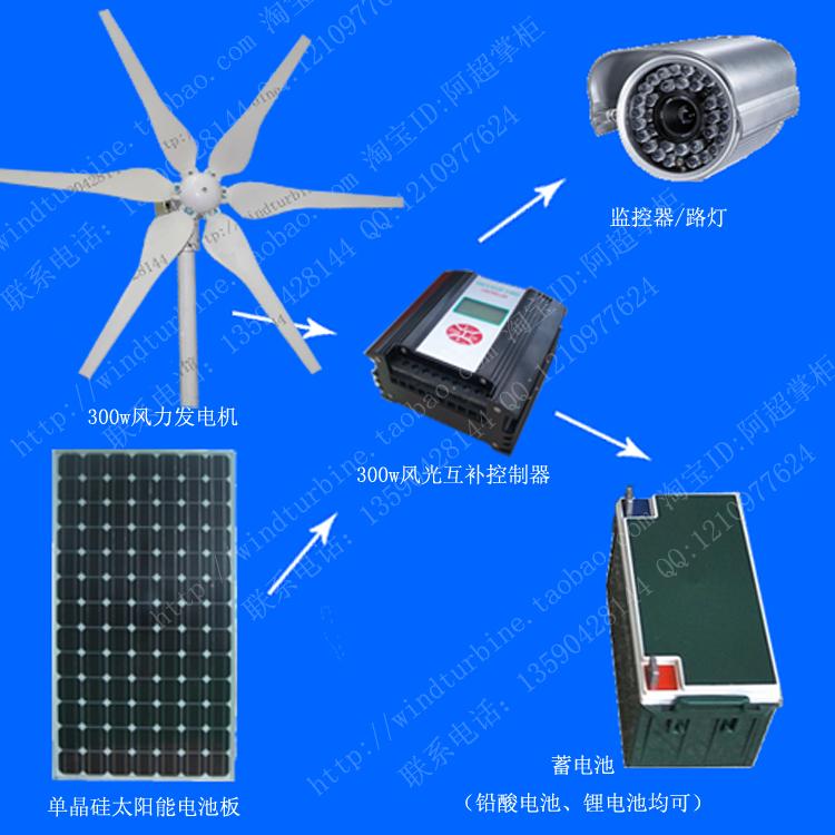 風光互補監控路燈發電系統300w風力發電機太陽能電池板12v24v供電在類目 五金/工具, 機電五金, 發電機, 風力發電機中 - 來自Buy2taobao.com提供專業的淘寶代購服務