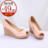 2012夏季新款弄里人佳鱼嘴坡跟高跟凉鞋大码女鞋35-43码RH188-2