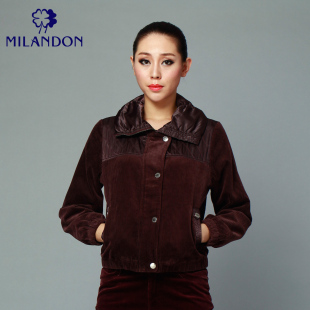  米兰登 秋冬新品 女外套 灯芯绒夹克 简约经典茄克外套 48300A