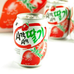  限区包邮 韩国饮料 乐天草莓果肉汁 草莓饮料 大粒果肉 238ml