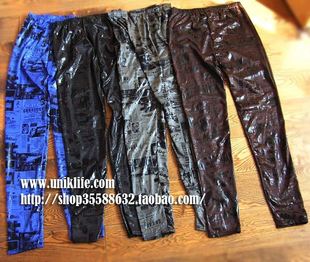 最新最潮欧美范儿 英语报纸漫画紧身裤打底裤