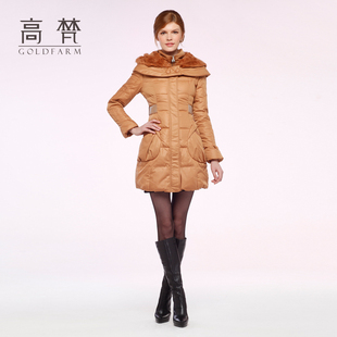  高梵品牌秋冬新款毛领韩版修身长款女羽绒服特价冬季外套潮